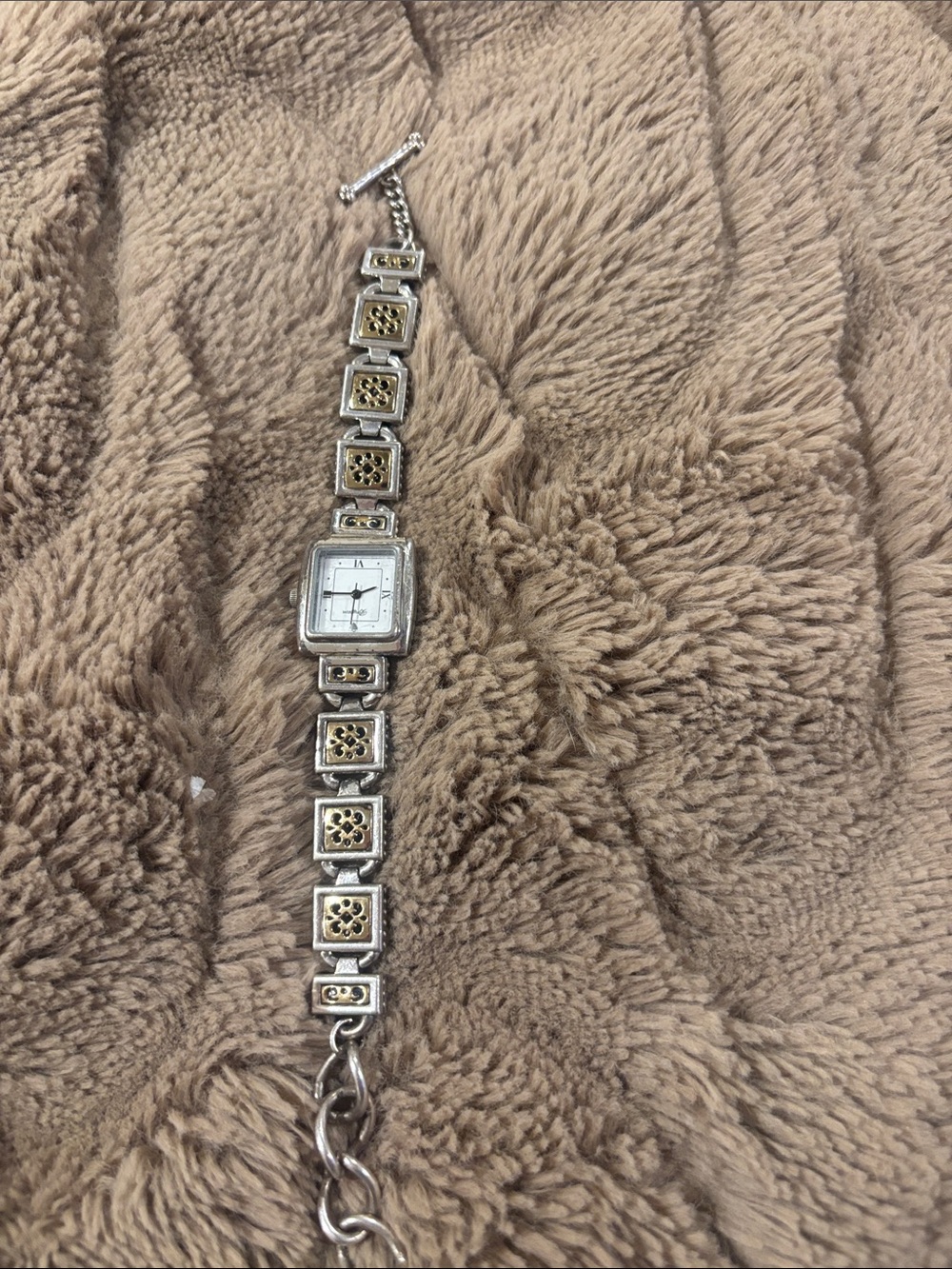 Brighton silver-Tone Women's Square Link Watch Bracelet in Silver and Gold